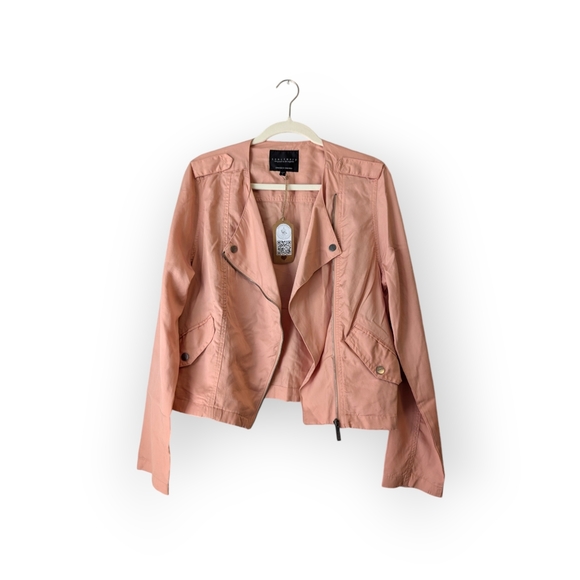 Sanctuary Jackets & Blazers - Sanctuary lightweight jacket peach women's size Large asymetrical zipper snaps